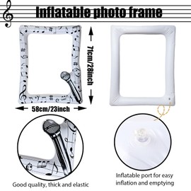 Music Notes Party Inflatable Selfie Photo Frame Blow up Picture Frame Karaoke Themed Decorations for Musical Concert 50's Birthday Wedding Bachelorette Hen Party