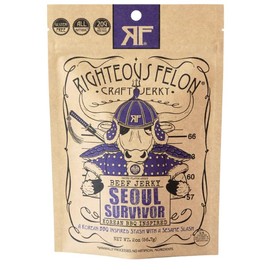 Righteous Felon Beef Jerky - Seoul Survivor Jerky - Gluten-Free Snacks - All-Natural, Locally Sourced & Dried Beef - Low-Sugar, High-Protein Healthy Snacks - 2 Ounces Each, Pack of 3