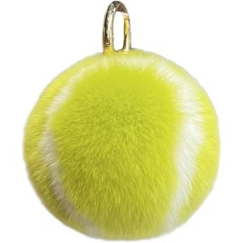 Zenarao Luxury Faux Fur Tennis Ball Keychain - Plush Textured Handbag Charm for Sports Enthusiasts, Adult Fashion Accessories and Party Favors, Gym Bag Charms (2.5in) Smooth Touch Keyring Gift