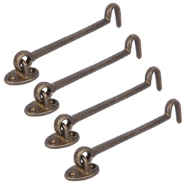 Pack of 4 storm hooks with eyelet, 17 cm, vintage cabin hooks, brass eyelet latch, door hook and eyelet storm hook for barn door, bronze