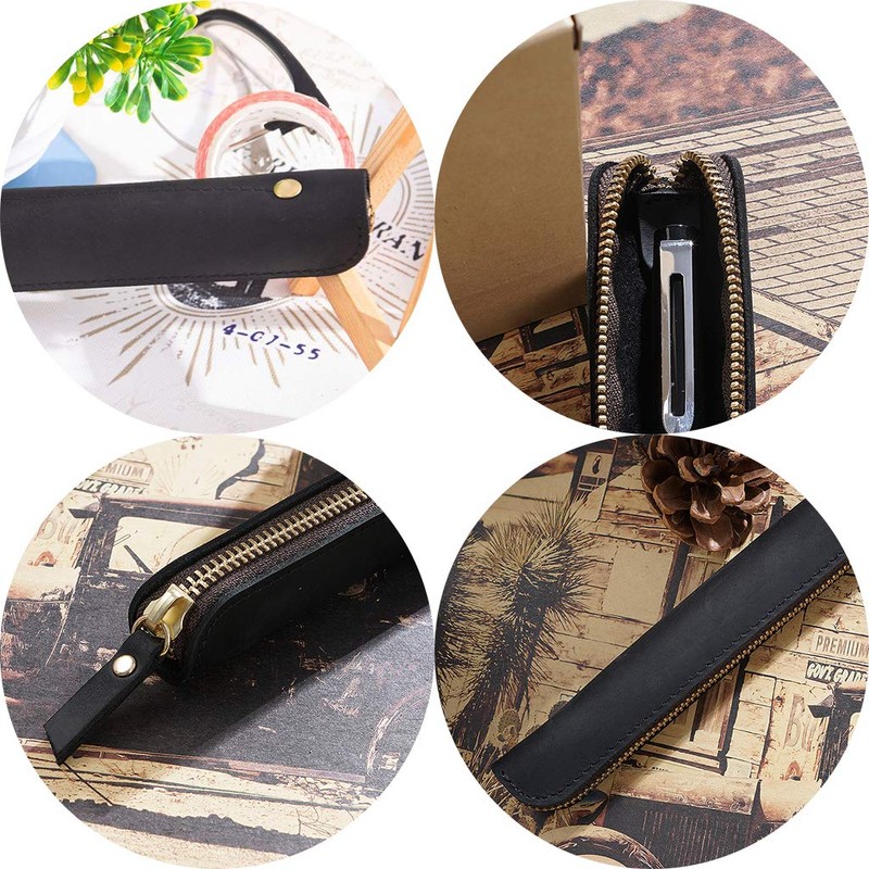 Aabellay Genius Leather Pencil Holder Stylus Pens Protected Pouch Sleeve