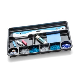 Officemate Recycled Plastic Desk Drawer Organizer, Nine Compartments, 14 X 9 X 1.13, Black