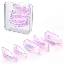 COMNICO 10 Pcs 5 Sizes Lash Lift Pads Self-Adhesive Super Soft Shell Pink Lash Perming Curler Shield Pads Reusable Professional Silicone Eyelash Curlers for All Eye Shapes Lash Lifting
