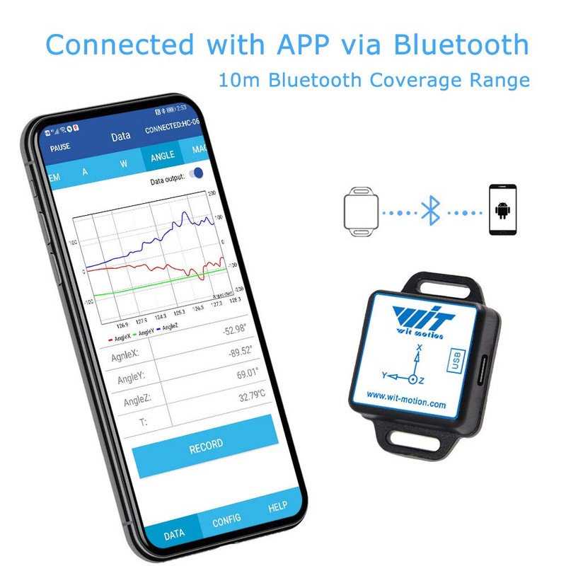 [Bluetooth Accelerometer+Inclinometer] BWT901CL MPU9250 High-Precision 9-axis Gyroscope+Angle(XY 0.05° Accuracy)+Magnetometer with