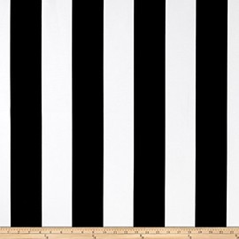 Richloom Solarium Outdoor Cabana Stripe Black, Fabric by the Yard