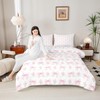 Erosebridal Bow Comforter Set Twin for Girls,Girly Pink Floral Coquette