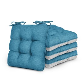 Love's cabin Memory Foam Chair Cushions Set of 4, Outdoor/Indoor Chair Pads for Dining Chairs 4 Pack, Seat Cushions for Kitchen, Dining Room, Office, Patio Chairs, 19"x19"x3.5" Blue
