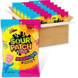 SOUR PATCH KIDS MashUps 2 Flavors in 1 Soft & Chewy Candy, Bulk Candy, 12 - 8 oz Bags