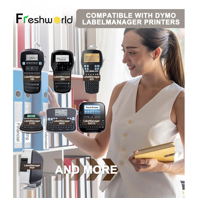 5-Pack D1 45010 Compatible with Dymo D1 Label Tape 12mm