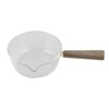 Glass Milk Pot with Wooden Handle V Shaped Spout Noodles