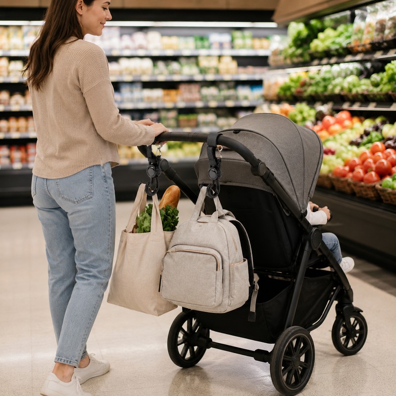Stroller Hooks for Bags & Accessories – 360° Rotating Double