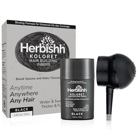 Fibras capilares Herbishh Koloret: polvo castaño oscuro para cabello fino, corrector instantáneo de calvas y del cuero cabelludo. Resistentes al sudor y al agua, para hombres y mujeres, 12g