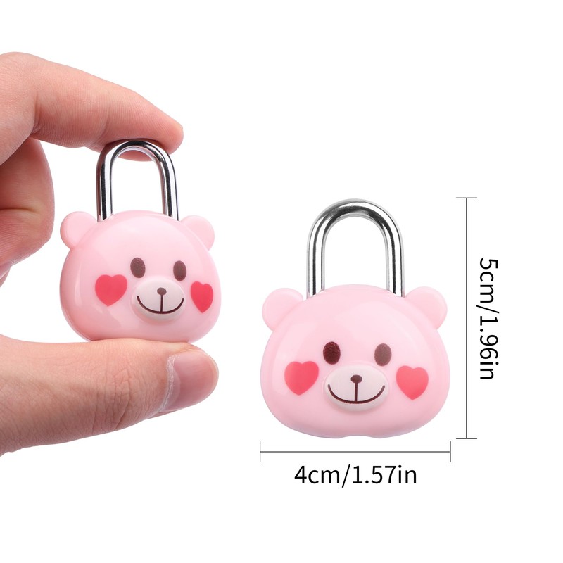 Cute Little Bear Lock with Keys, Mini Padlock for Gym