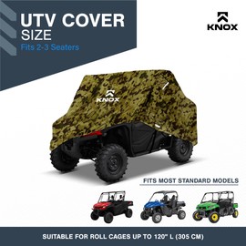 Heavy Duty Waterproof Superior UTV Side by Side Cover Fits Up to 120" L W/Roll Cage Camouflage ATV Cover Rhino Ranger Mule Gator Prowler Razor Prowler Rancher Foreman Fourtrax Recon