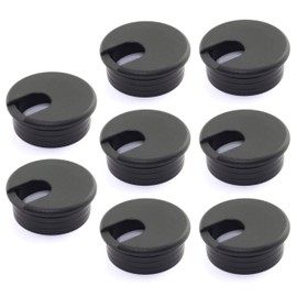 HJ Garden 8pcs 1-3/4 inch Desk Wire Cord Cable Grommets Hole Cover for Office PC Desk Cable Cord Organizer Plastic Cover Black