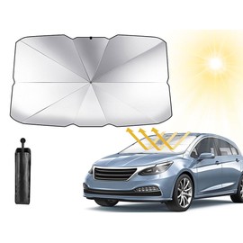 Hitopin Sonnenschutz Auto Frontscheibe, Auto Windschutzscheibe Sonnenschutz Regenschir, Faltbarer UV-Schutz Auto Sonnenschirm, für die Windschutzscheibe für die Meisten Autos