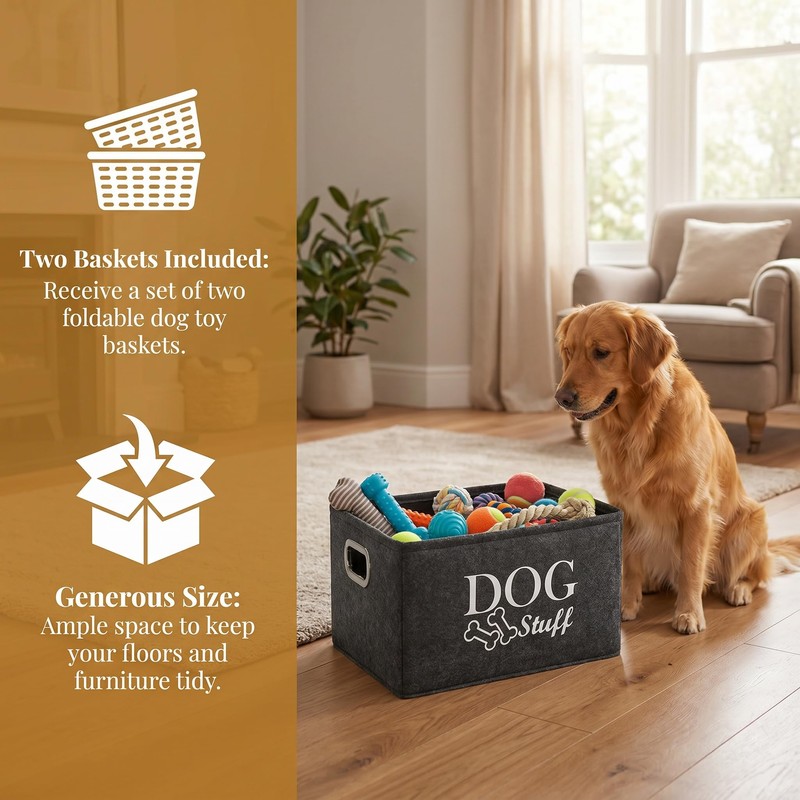 SMYJDMM Dog Toy Box, 2Pcs Dog Toy Storage 38 x