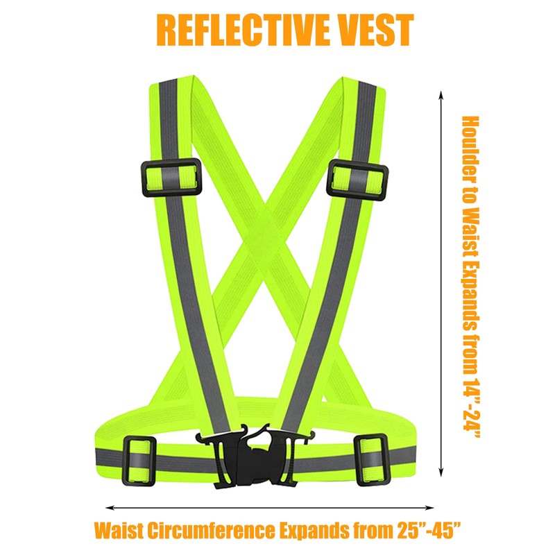 3 Pack Safety Reflective Vest Running Gear, Adjustable Lightweight 360°High