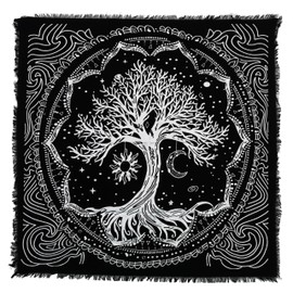 Indian Consigners Tree of Life Altar Cloth Tapestry Tablecloth Celtic Trees Ritual Spiritual Cloth for Sacred Places, Cotton Square Tarot Table Cover 36 by 36 Sacred Cloth