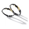 Dtup Set Anillos Pareja Calidad Oro Negro Bambú Elegante Regalo