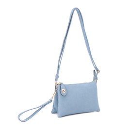 Isabelle Women's Turn Lock Closure Wristlet Clutch and Crossbody, Multiple Compartment (Blue)