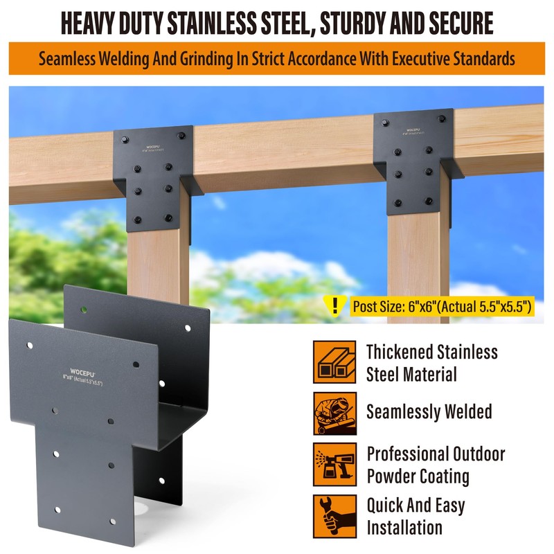 Wocepu 2 Pack Heavy Duty 6x6 (Actual 5.5"x5.5") Stainless Steel