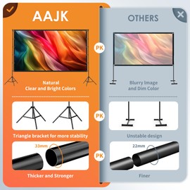 AAJK120-inch Portable Projector Screen with Stand – Elevate Your Outdoor Movie Nights with 4K HD Clarity and Lightweight Convenience