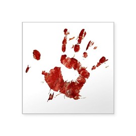 CafePress Bloody Handprint Right Square Sticker 3 X 3 Square Bumper Sticker Car Decal