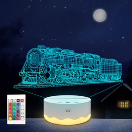 Anywin Train Night Light for Kids, 3D Illusion Night Lamp with 16 Colors Changing & Remote Control & Dimmer for Room Decor,Birthday Chritmas Gifts for Boys Children Girls