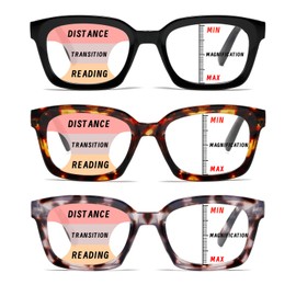 Hubeye Progressive Multifocal Reading Glasses for Women Men 3 Pack Oprah style Blue Light Blocking Spring Hinger Readers +1.0