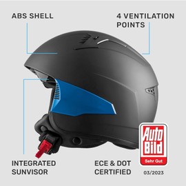 Westt Half Helmet Motorcycle - Scooter Helmet Open Face Motorcycle Helmet for Women & Men - 3/4 Helmet Motorcycle Moped Helmet with Sun Visor DOT Approved for Vespa Motorbike