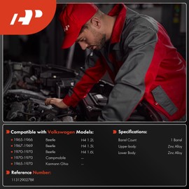 A-Premium 1 Barrel Carburetor Compatible with Volkswagen Beetle 1965-1970, Campmobile 1970, Karmann Ghia 1965-1970