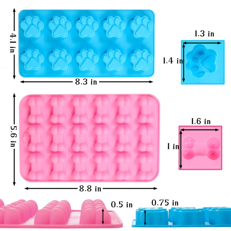 Silicone Molds Puppy Dog Paw and Bone Molds (6 PCS)