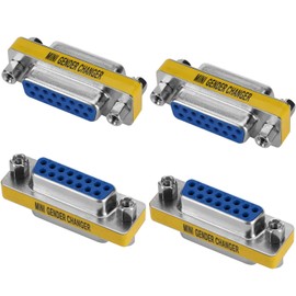 VISSQH DB15 Female to Female Coupler Adapter Male, DB15 15 Pin 2-Row Gender Changer Serial Adapter, for Data Transfer and Device Connection, Pack of 4