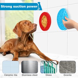 MooonGem Dog Lick Pad, Pet Bathing Grooming Distraction Wall Mounted Silicone Slow Feeder Mat with Strong Suction, 2 Pack