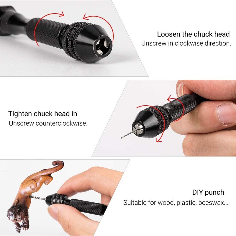 MAEXUS Hand Drill, Pin Vice, Micro Drill, 0.02 - 0.12