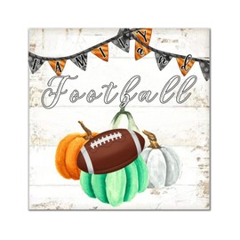 Family And Football Wooden Signs Rustic Autumn Pumpkin Sunflower Wall Plaque Harvest Thanksgiving Wall Decor Hanging Plaque Sign For Bedroom Living Room Wall Kitchen Home Housewarming Gift 12x12in
