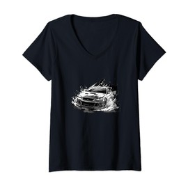 Womens Rally Sports Car Tuning Motorsport Drift Burnout Turbo V8 V-Neck T-Shirt