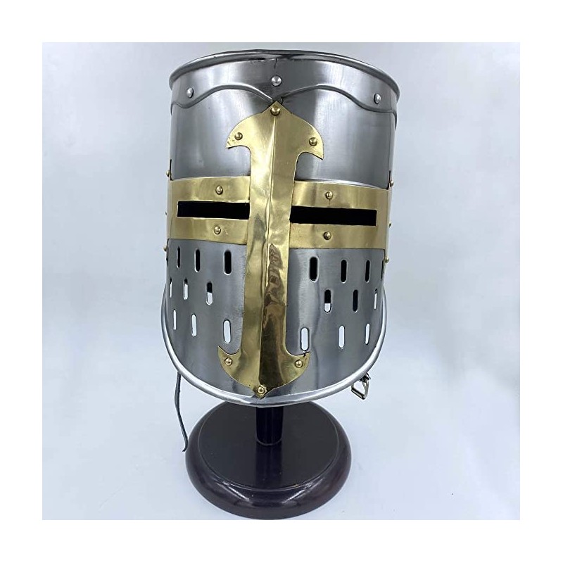 AnNafi® Medieval Templar Crusader Helmet Replica + Aluminium Chainmail Coif
