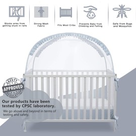 L RUNNZER Crib Tent, Crib Net to Keep Baby in, Breathable Pop Up Crib Tent Canopy Keep Baby from Climbing Out (55.2" L x 27.6" W x 51.6" H)