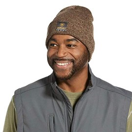 Ariat Men's Rebar Dark Brown & Sandstone Watch Cap Beanie 10032966