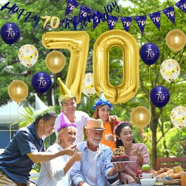 Mens 70th Birthday Decorations Blue Gold 70th Navy Gold Birthday Decorations Mens Happy 70th Birthday Decorations by Wonsta