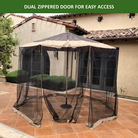 Formosa Patio Umbrella Mosquito Screen Netting Covers All The Way to Finial Top Dual Zipper No Gaps fits 9ft to 11ft Market or Hanging Offset Cantilever Umbrellas