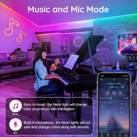 100Ft Neon Rope Lights,Flexible Led Rope Lights Control with App/Remote,Multiple Modes Rope Lights,IP65 Outdoor RGB Led Neons Light Waterproof,Music Sync Gaming Led Neon Strip for Bedroom Decor