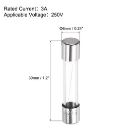 sourcing map 3A 250V 6x30mm Time Delay Glass Fuse UL Listed Slow Blow Fuse for Home Appliances 6 Pcs