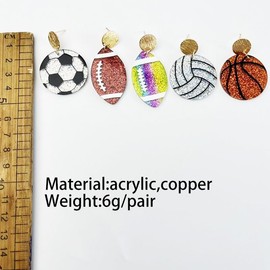 Sparkling Sport Ball Baseball Basketball Volleyball Rugby Earrings for Women Shining Gift for Sport Lover-baseball