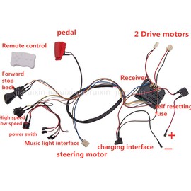 weelye 12 Volt Children Electric Car DIY Modified Wires and Switch Kit,with 2.4G Bluetooth Remote Control Self-Made Baby Electric Car 12V，Children Electric Ride On Car Accessories