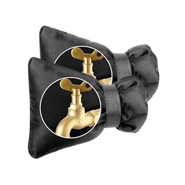Feliciay Pack of 2 Thickening Outdoor Tap Cover, Thermal Protection for Garden Tap, Outdoor Thickening Winterproof Bag for Tap, Frost Protection, Cold-Resistant for Winter (Black)