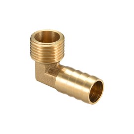 sourcing map Brass Barb Hose Fitting, 90 Degree Elbow 16mm Barbed to 1/2PT Male Pipe Adapter Connector