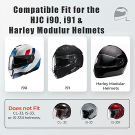 The Helmet Shop HJ-33 Dark Smoke Motorcycle Helmet Visor Compatible with HJC i90, i91 & Harley Modular Helmets – Anti-fog Insert-ready | Optically Correct, UV Protected Motorcycle Visor